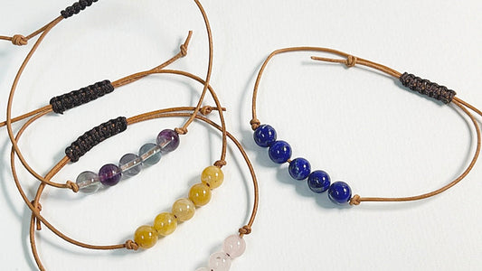 生日石x原色皮質手繩-選12個月誕生石