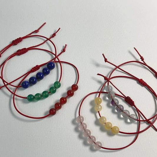 生日石x紅色皮質手繩-選12個月誕生石