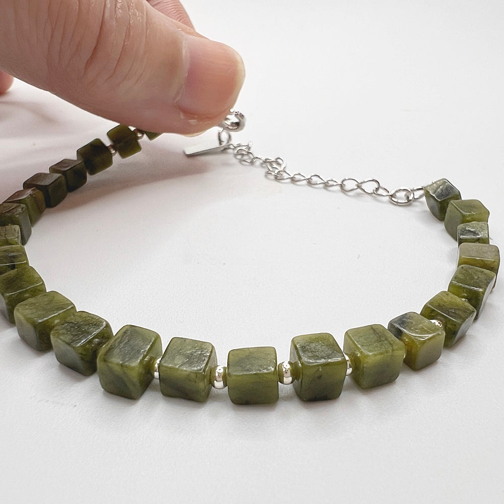 925 silver beads x natural stone bracelet - black agate - violet - aventurine - olive jade - crystal - sterling silver bracelet - metal pendant extension chain - width about 4mm - wrist circumference 15-20cm