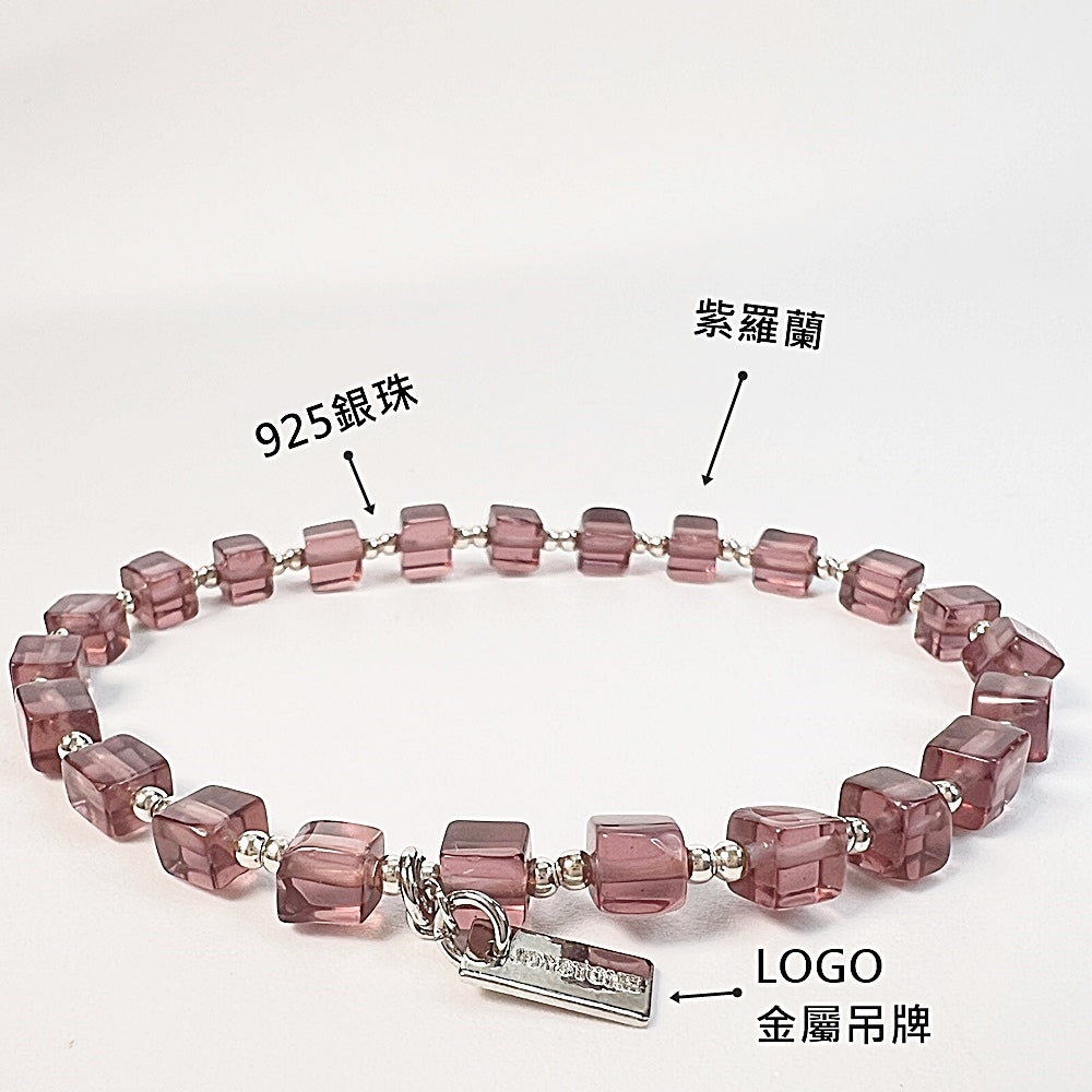 925銀珠x天然石手串-網絡石-粉晶-紫羅蘭-螢石-水晶-純銀手環手鍊手串-彈性手圍-15-17cm-寬約4mm