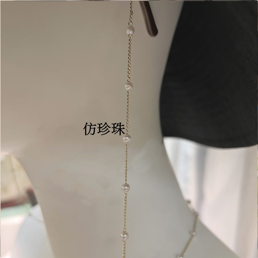 多用途仿珍珠中長鍊-項鍊-眼鏡鍊-藍芽耳機鍊-口罩鍊