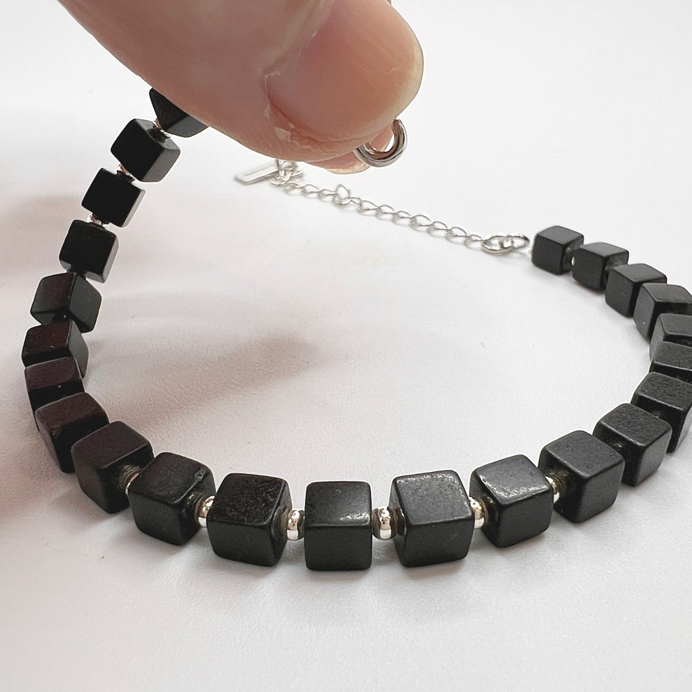 925 silver beads x natural stone bracelet - black agate - violet - aventurine - olive jade - crystal - sterling silver bracelet - metal pendant extension chain - width about 4mm - wrist circumference 15-20cm